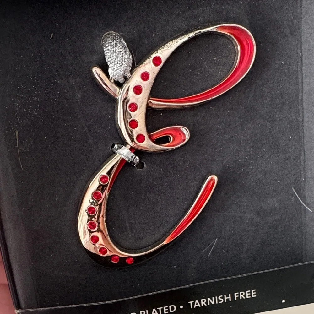 Silver and Red Ornament with Swarovski Elements - Picture 3 of 5
